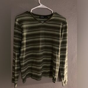 Green striped shirt, women’s xs but runs a little big